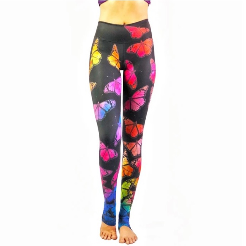 Yoganastix Butterflies leggings stretch yoga NWT M - Picture 4 of 11